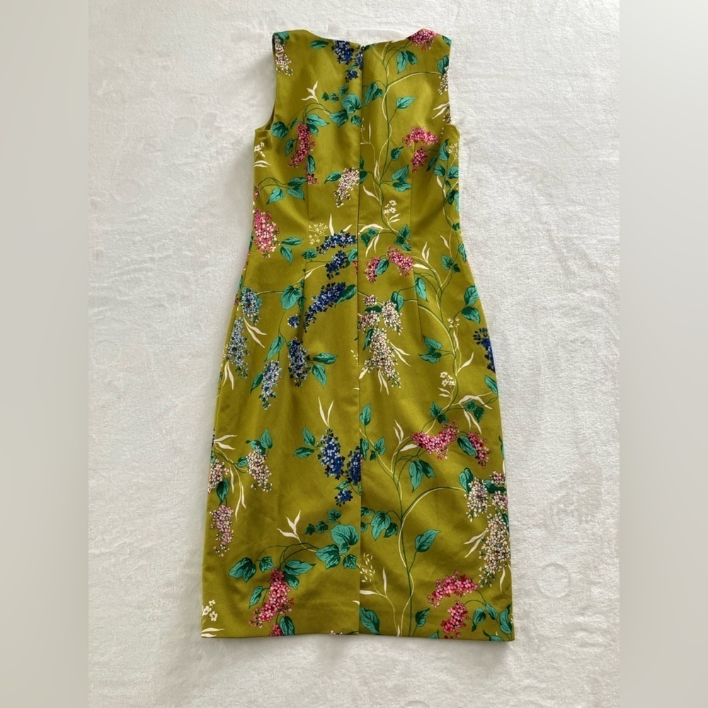 Hobbs London Size 4 Green Chartreuse Moira Garden Floral Sheath Occasions Dress - Picture 13 of 16